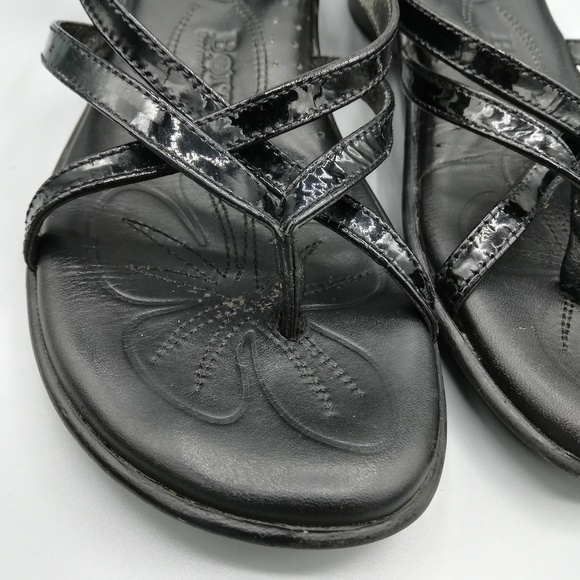 Born Shoes - Born black patent low wedge strappy sandals